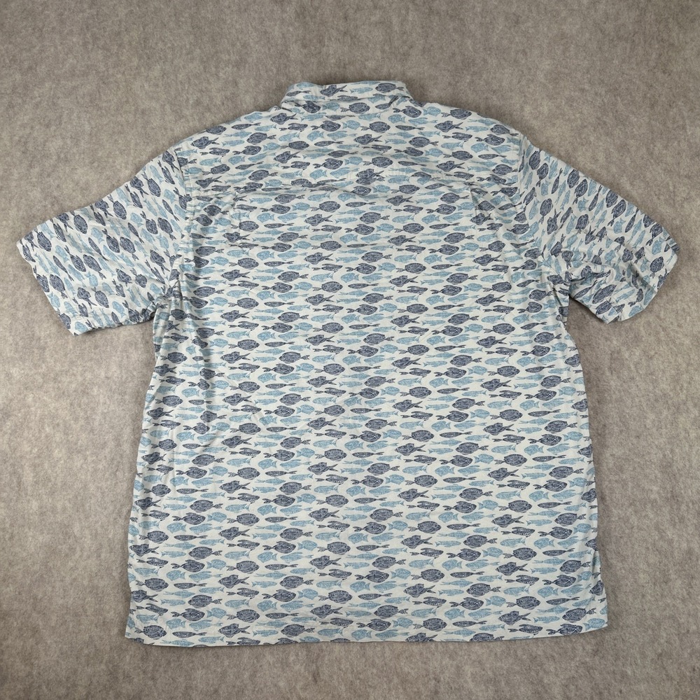Vintage 90s LL Bean Hawiian Button Up Shirt Men's Large Traditional Fit Blue - Picture 5 of 5